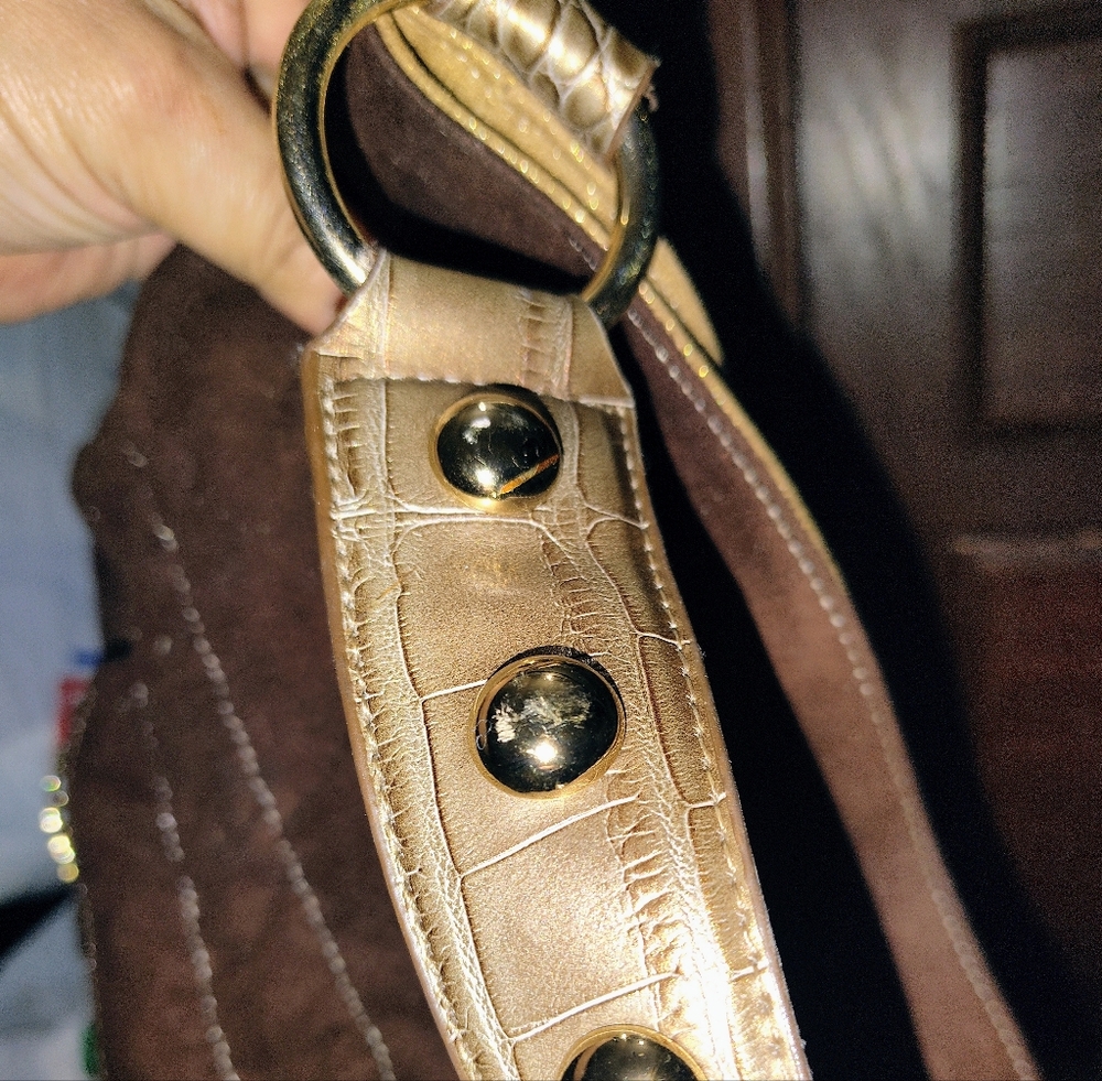 Brown and Gold Handbag with Ring Detail